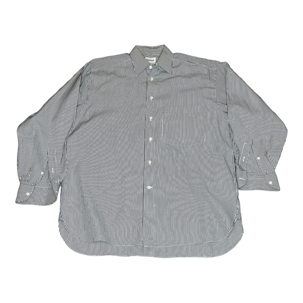 Lorenzini Mens Striped Button Down Shirt Made in Italy Black White Size 15.5 M